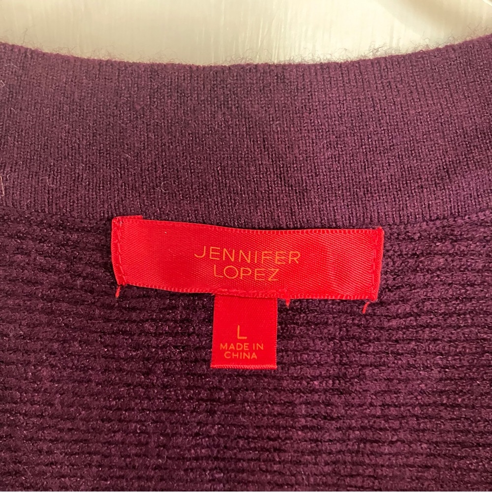 Jennifer Lopez Burgundy/Plum Sweater with Studded neckline Sz. L - Picture 5 of 9